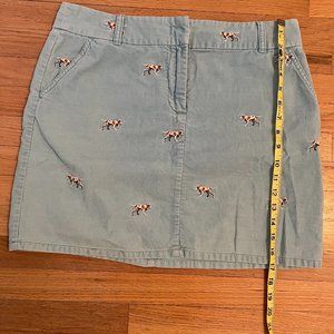 J Crew Corduroy Skirt with embroidered hunting dogs -